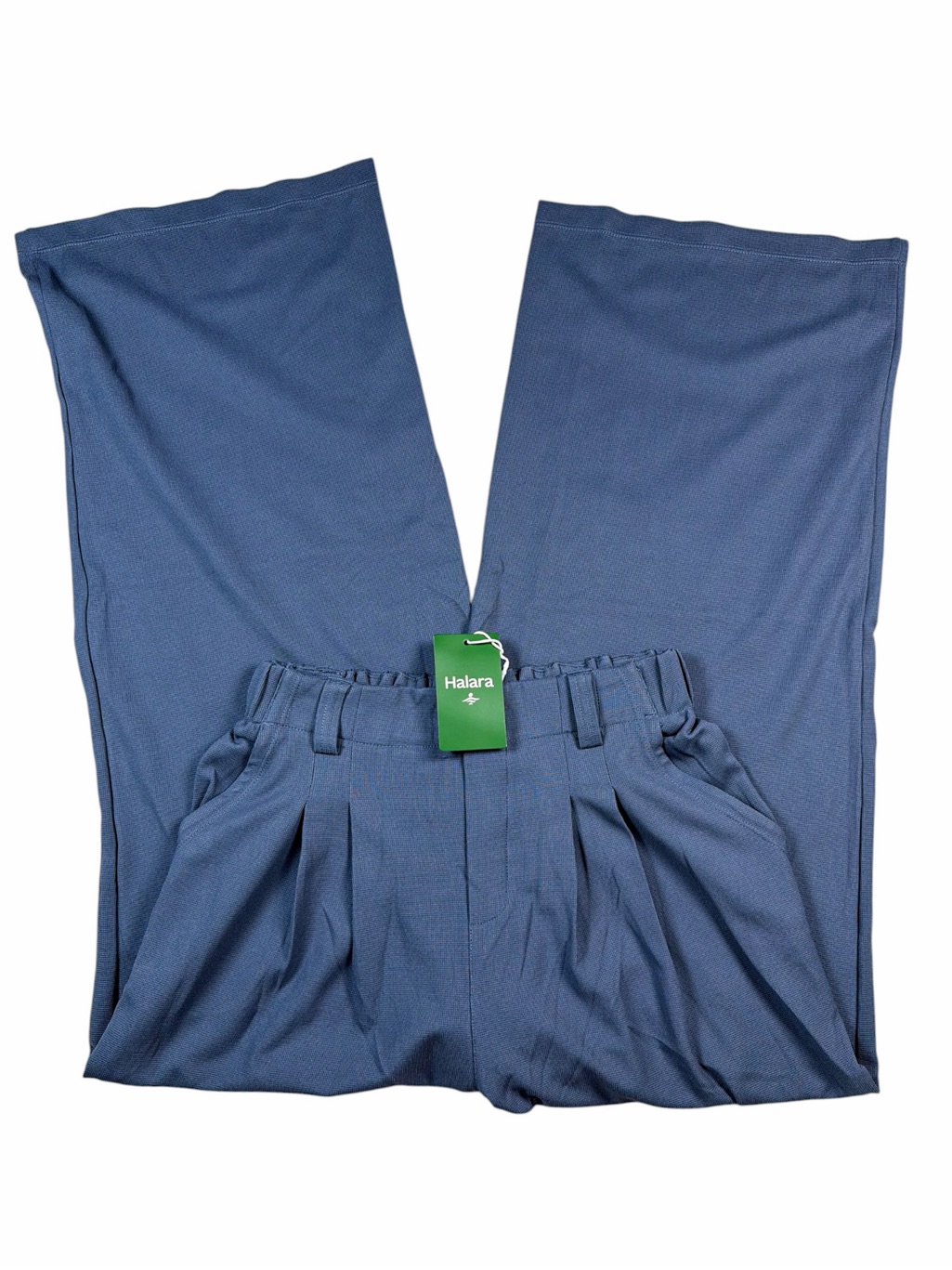 Halara Blue Wide Leg High Rise Pull On Trouser Pants Small Nwt Business Cadu